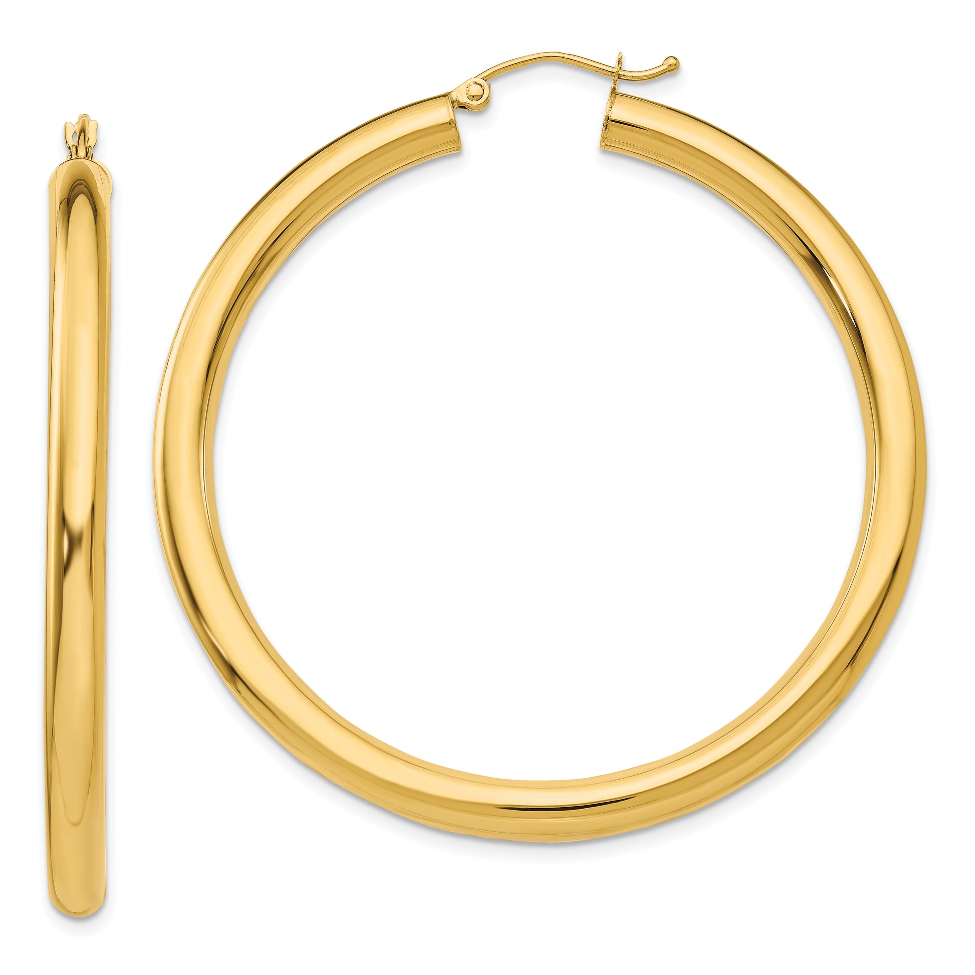 10K Yellow Gold Polished 4mm Lightweight Tube Hoop Earrings
