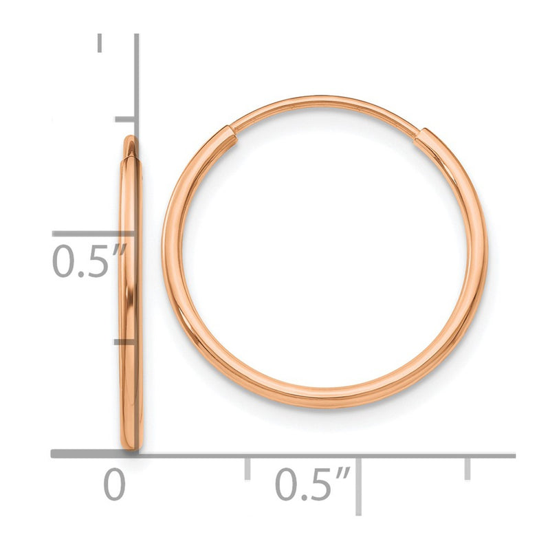 10K Rose Gold Polished Endless Tube Hoop Earrings