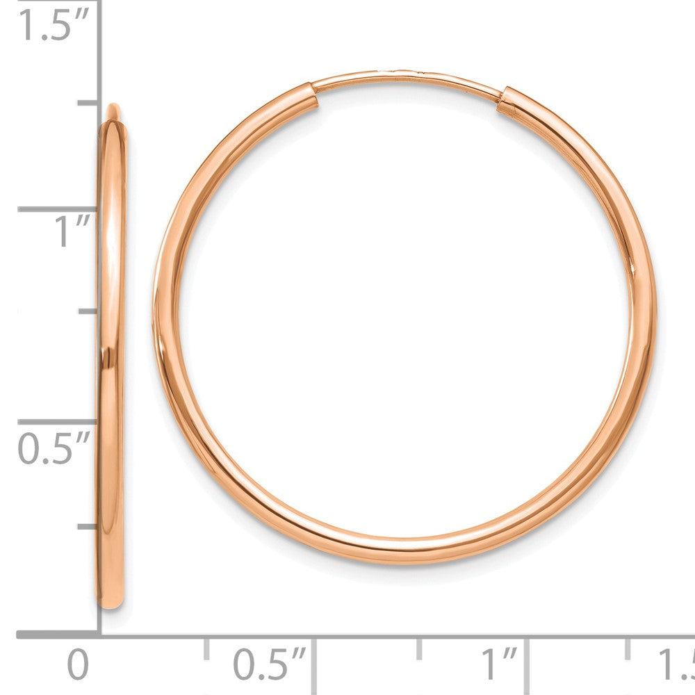 10K Rose Gold Polished Endless Tube Hoop Earrings