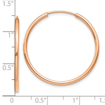 10K Rose Gold Polished Endless Tube Hoop Earrings