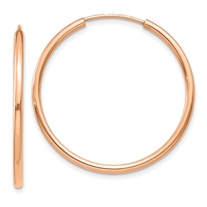 10K Rose Gold Polished Endless Tube Hoop Earrings