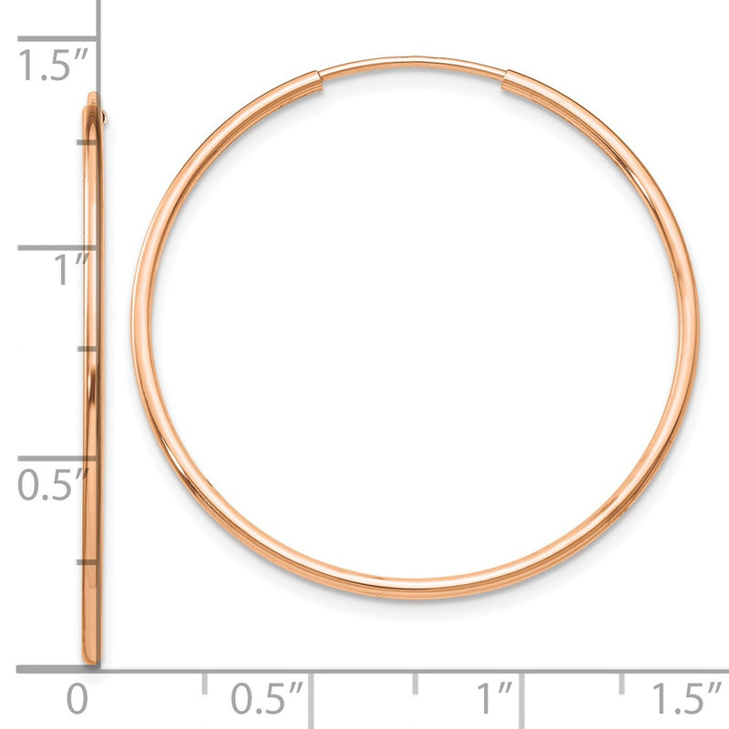 10K Rose Gold Polished Endless Tube Hoop Earrings