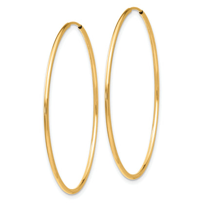 10K Yellow Gold Polished Endless Tube Hoop Earrings