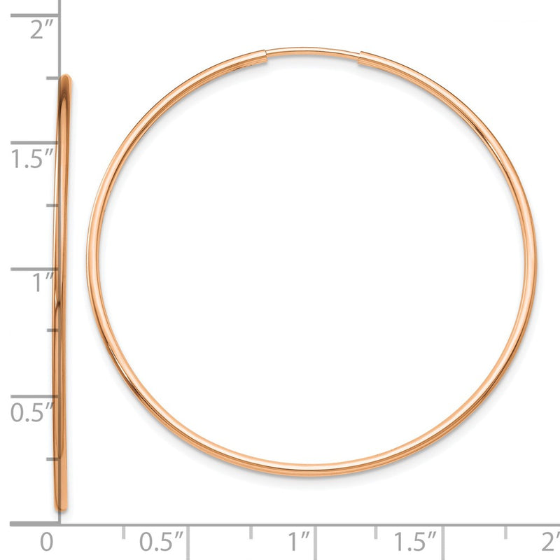 10K Rose Gold Polished Endless Tube Hoop Earrings