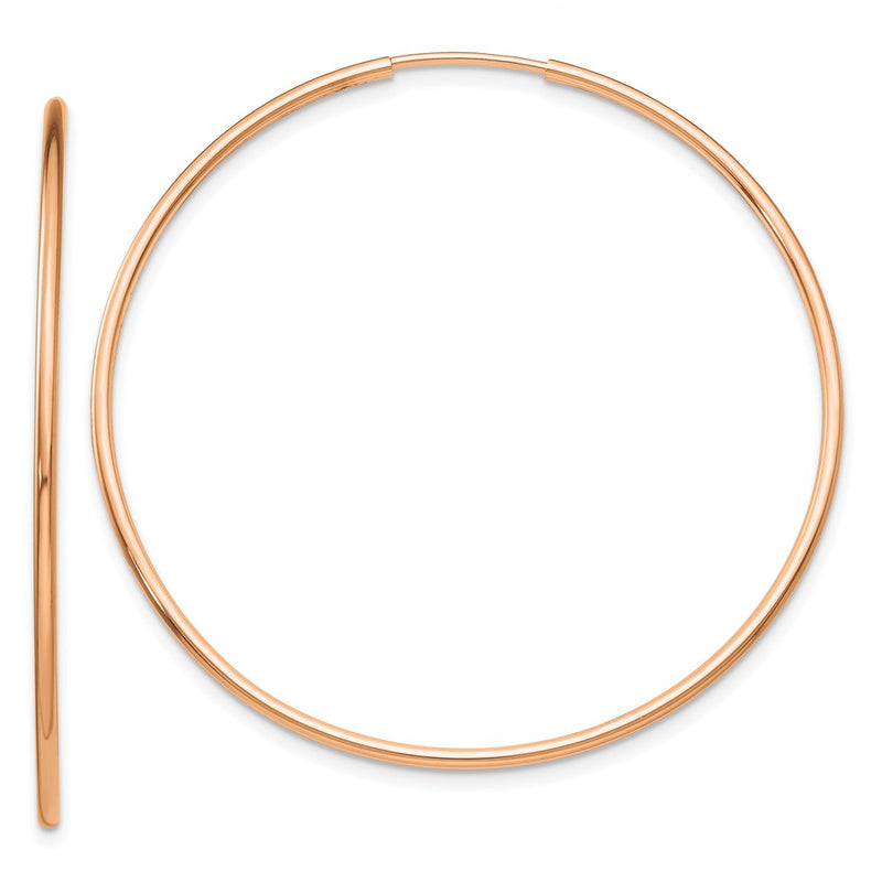10K Rose Gold Polished Endless Tube Hoop Earrings