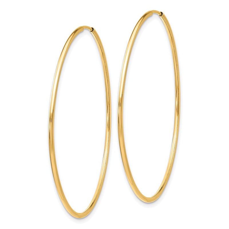 10K Yellow Gold Polished Endless Tube Hoop Earrings