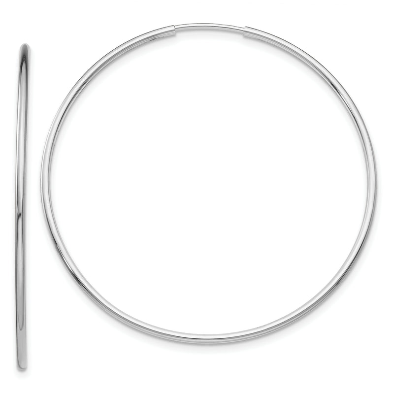 10K White Gold Endless Hoop Earrings