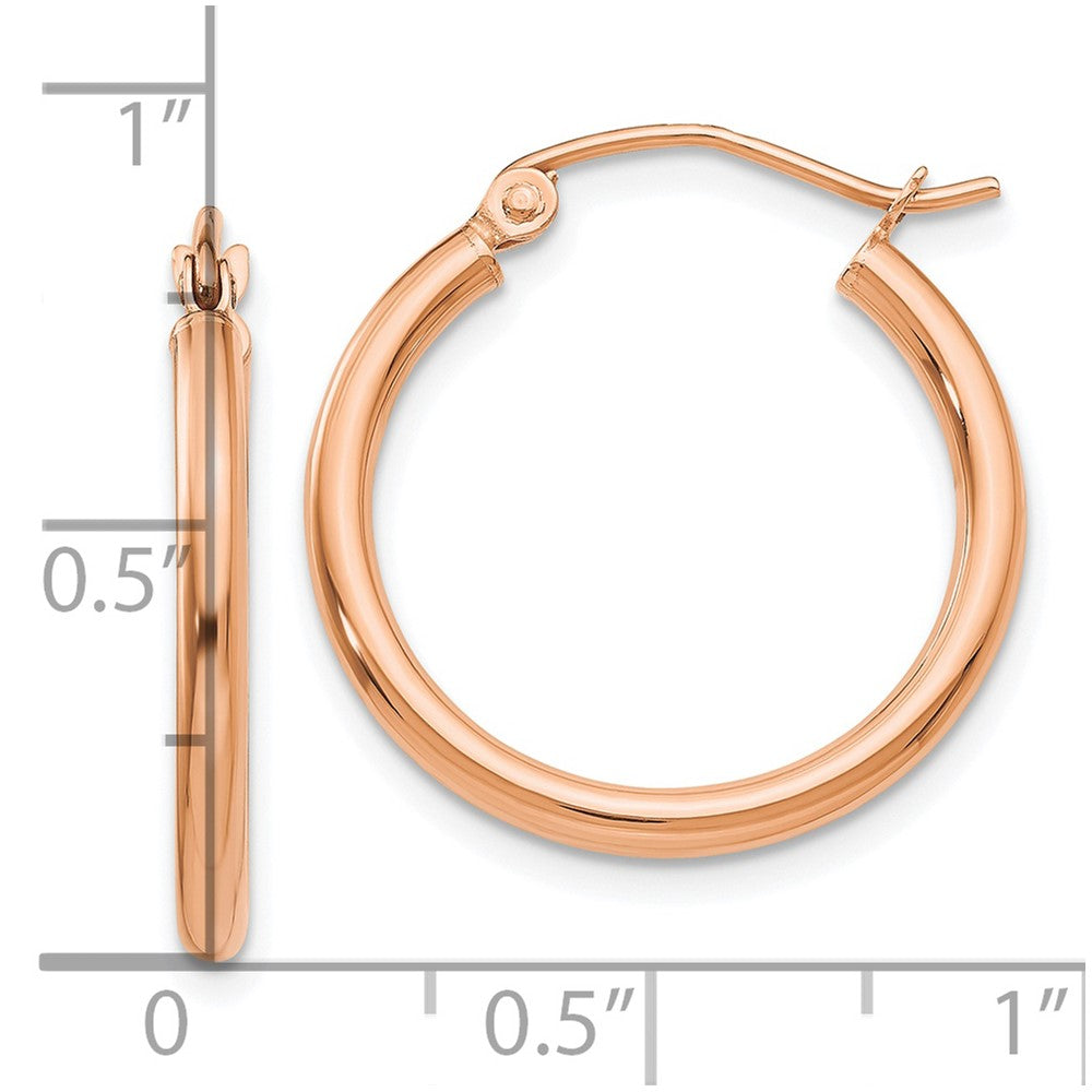 10K Rose Gold 10K Polished 2mm Tube Hoop Earrings