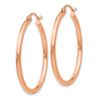 10K Rose Gold 10K Polished 2mm Tube Hoop Earrings