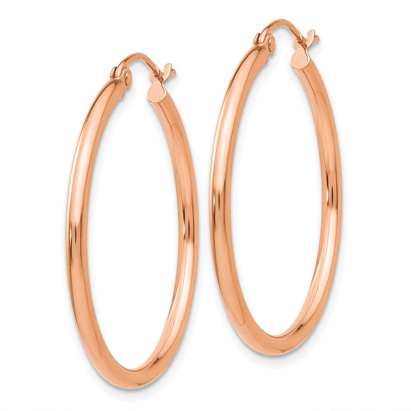 10K Rose Gold 10K Polished 2mm Tube Hoop Earrings