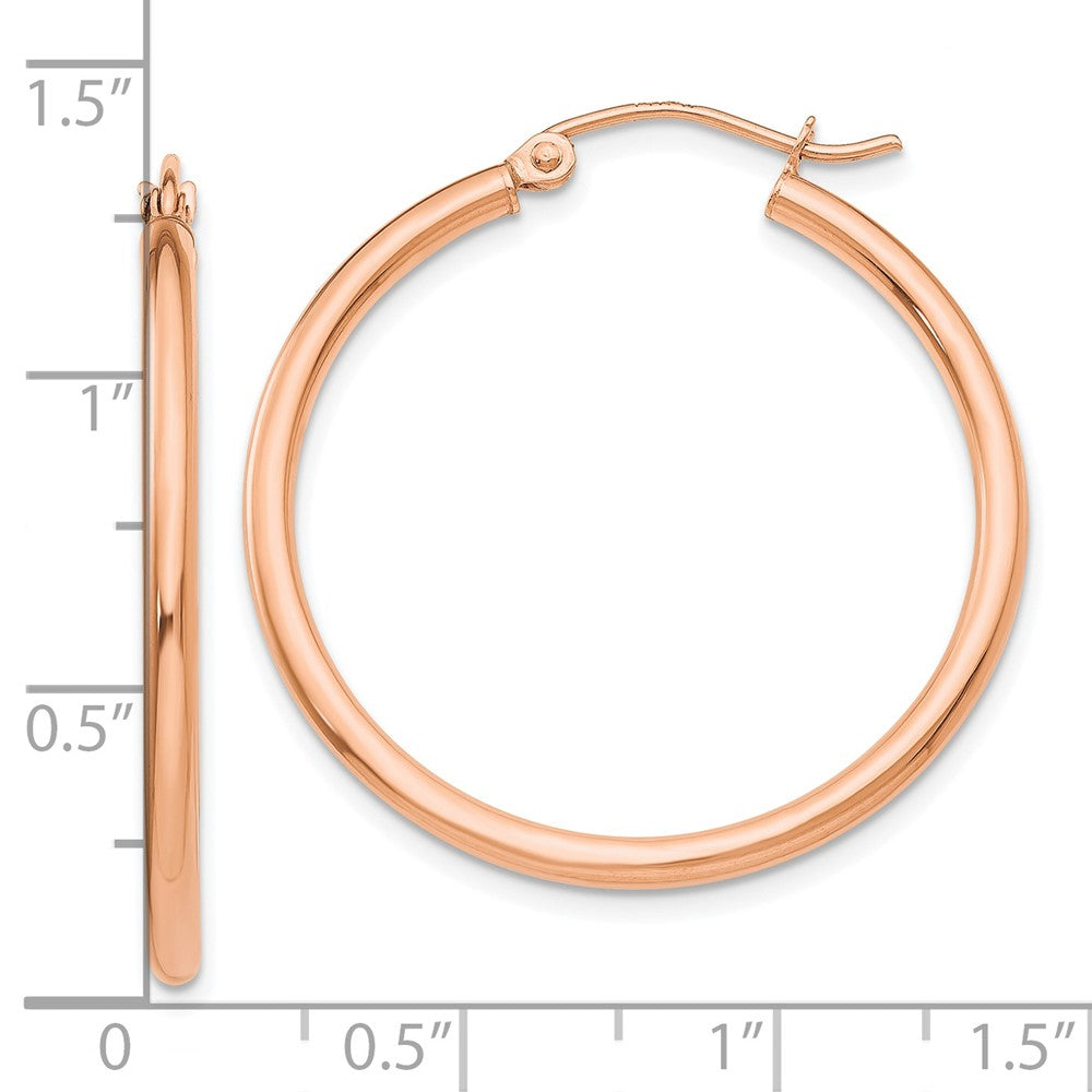 10K Rose Gold 10K Polished 2mm Tube Hoop Earrings