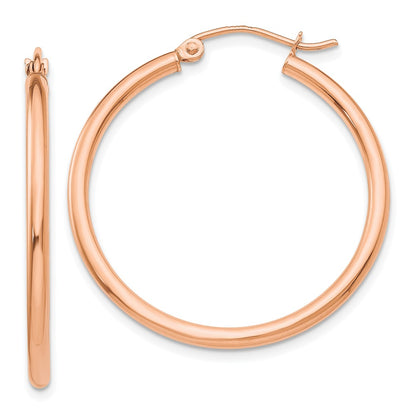 10K Rose Gold 10K Polished 2mm Tube Hoop Earrings