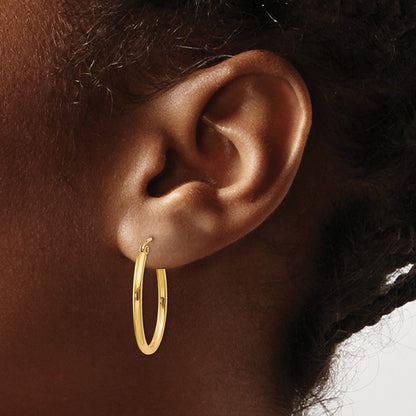 10K Yellow Gold Oval Polished Hoop Earring