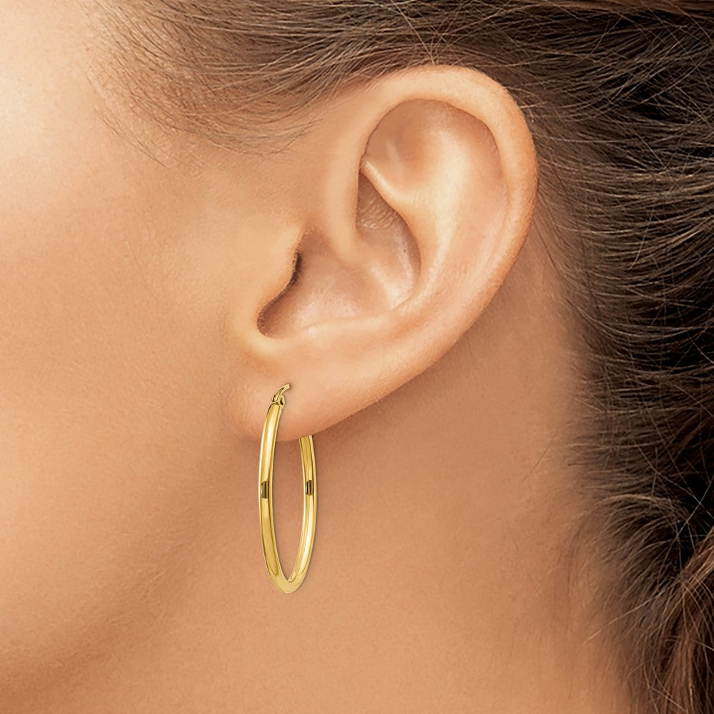 10K Yellow Gold Oval Polished Hoop Earring