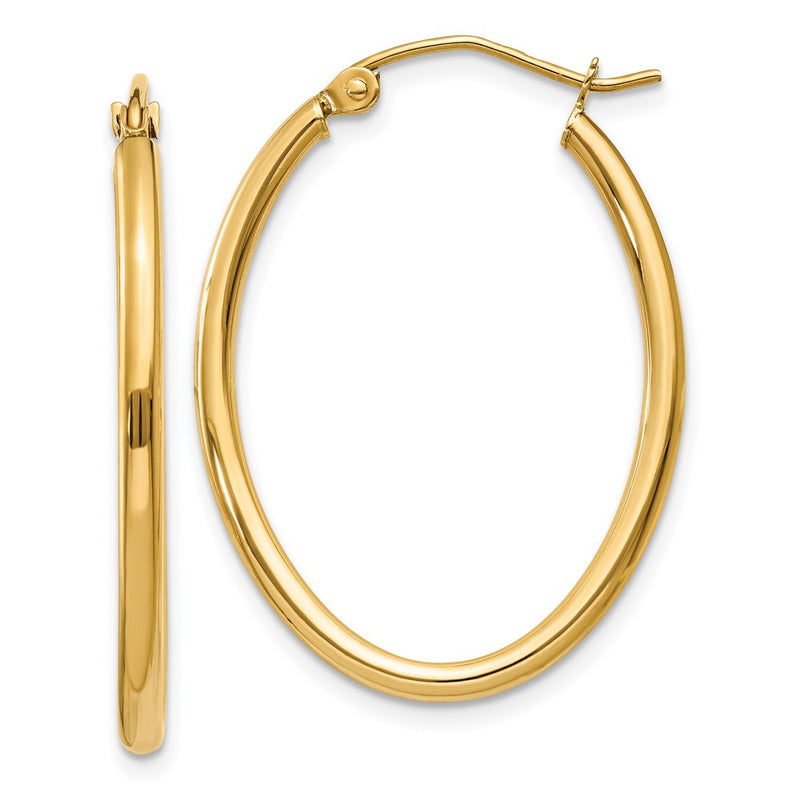 10K Yellow Gold Oval Polished Hoop Earring