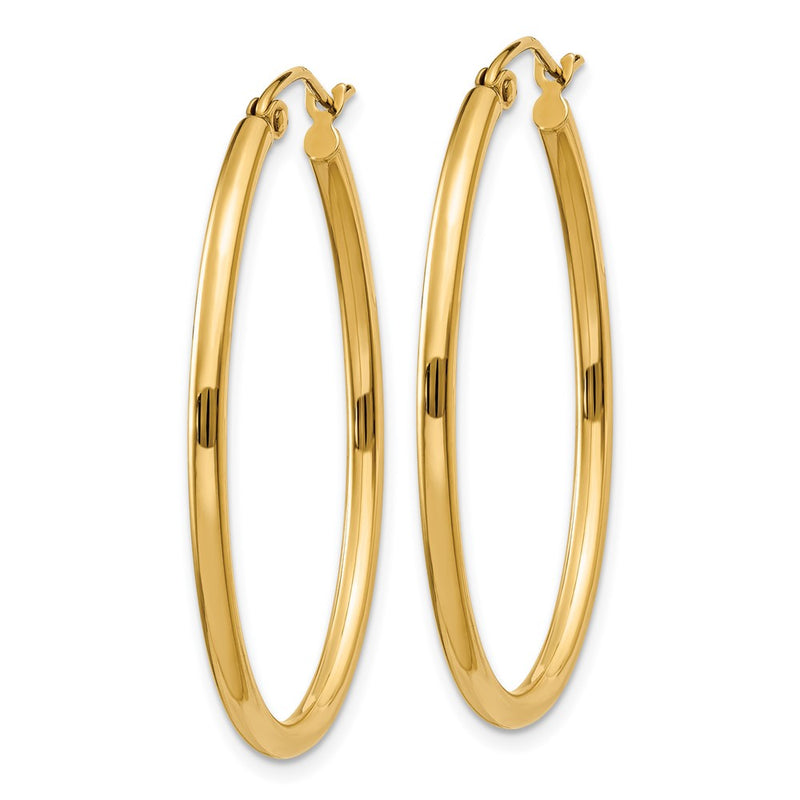 10K Yellow Gold Oval Polished Hoop Earring