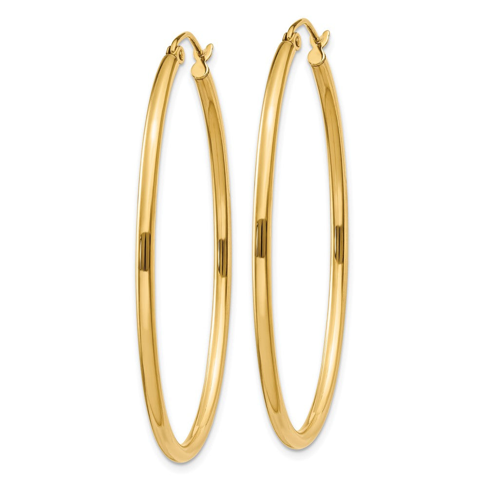 10K Yellow Gold Oval Polished Hoop Earring