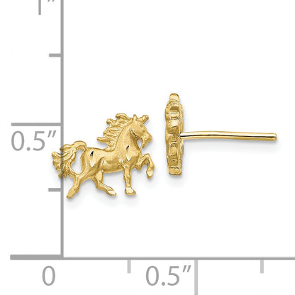10K Yellow Gold Satin Diamond-Cut Unicorn Post Earrings