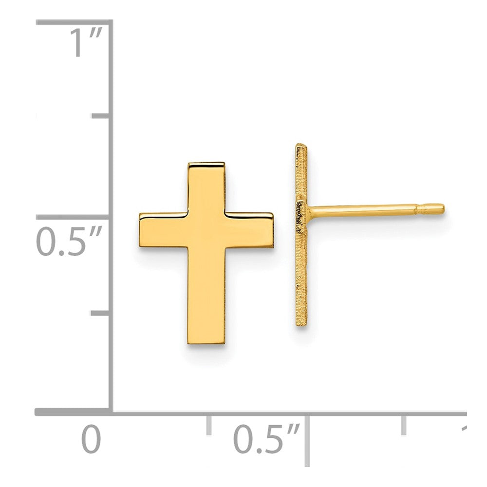 10K Yellow Gold Polished Cross Earrings