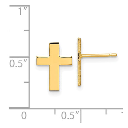10K Yellow Gold Polished Cross Earrings