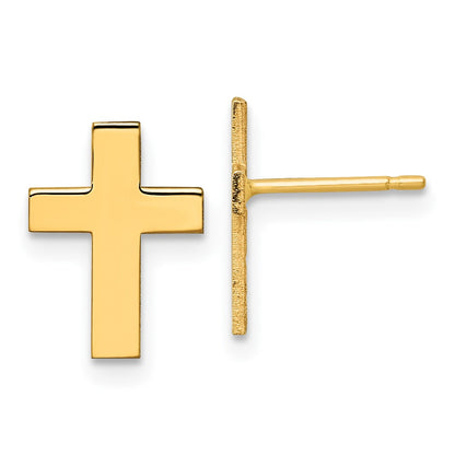 10K Yellow Gold Polished Cross Earrings