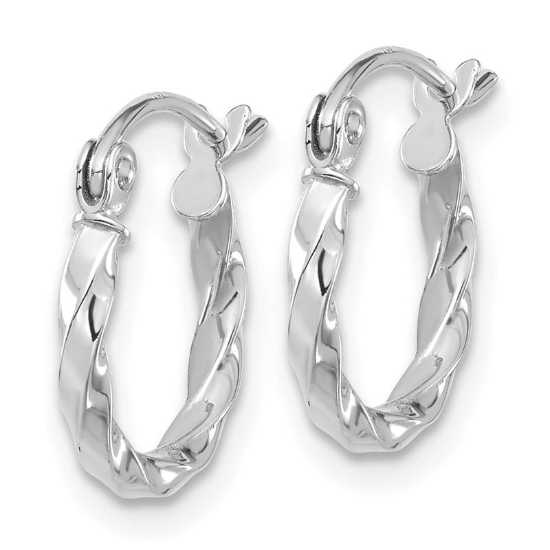 10K White Gold Twist Polished Hoop Earring