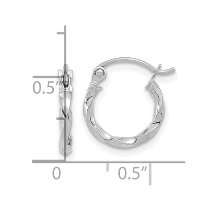10K White Gold Twist Polished Hoop Earring