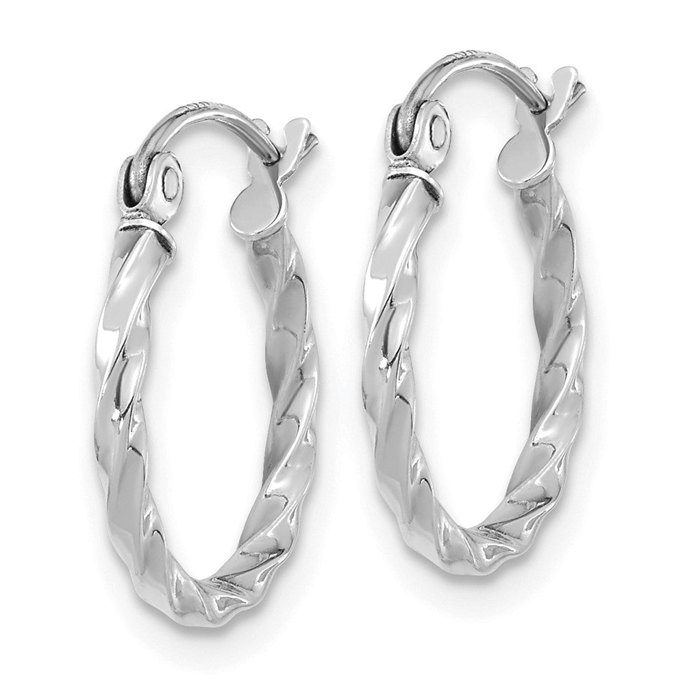 10K White Gold Twist Polished Hoop Earring