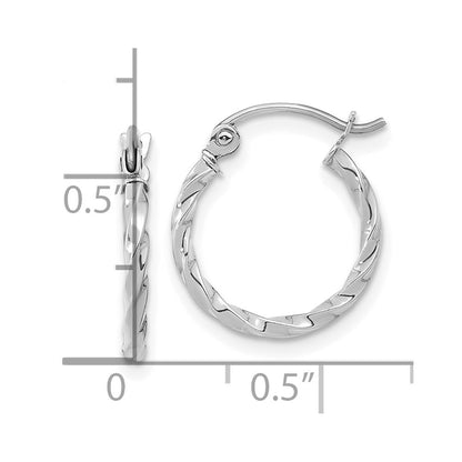 10K White Gold Twist Polished Hoop Earring