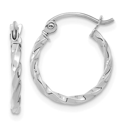 10K White Gold Twist Polished Hoop Earring