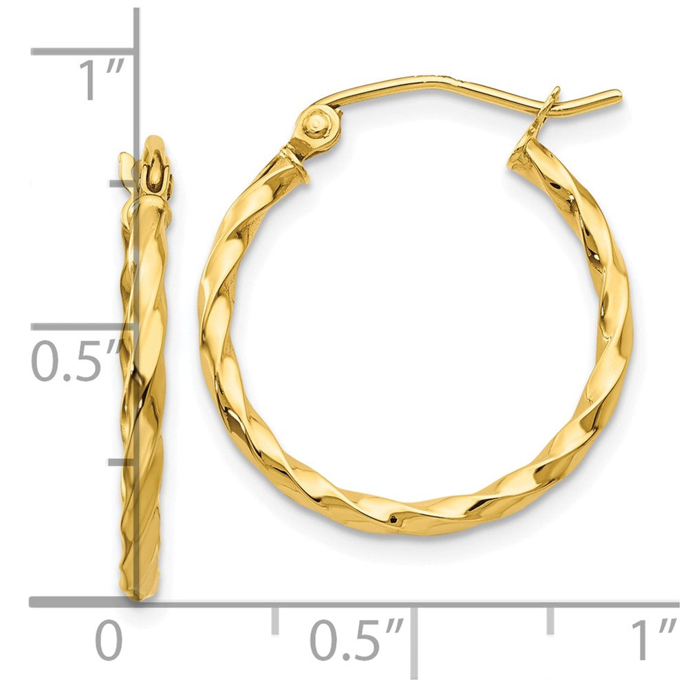 10K Yellow Gold Twist Polished Hoop Earring