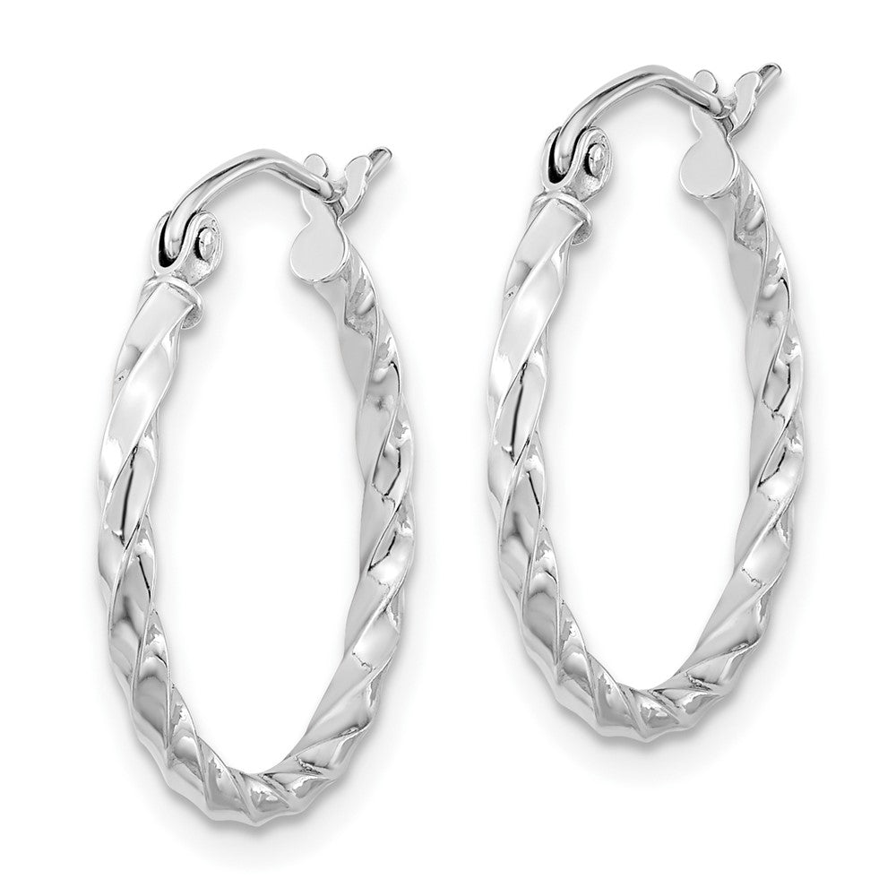10K White Gold Wg Twist Polished Hoop Earring