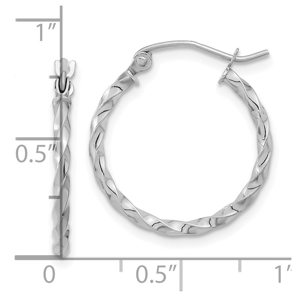 10K White Gold Wg Twist Polished Hoop Earring