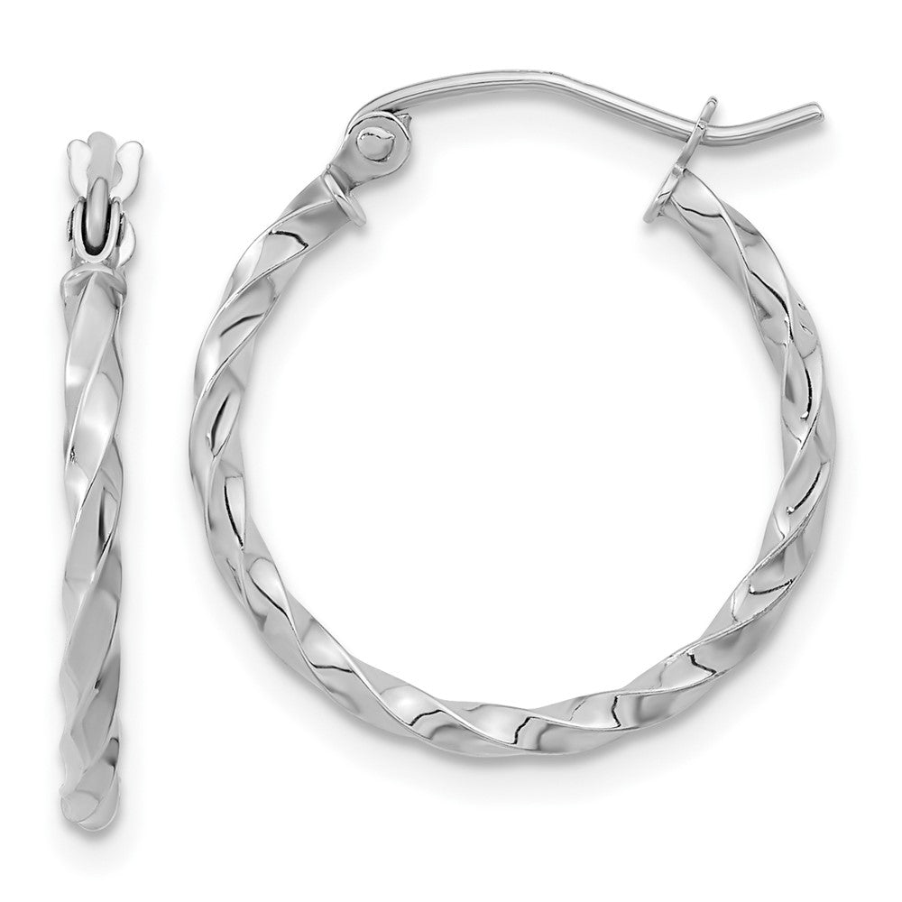 10K White Gold Wg Twist Polished Hoop Earring