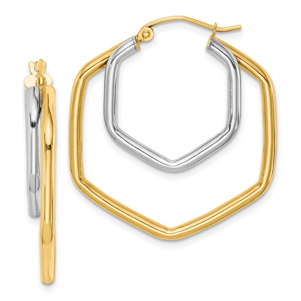 10K Two-Tone Polished Hoop Earrings