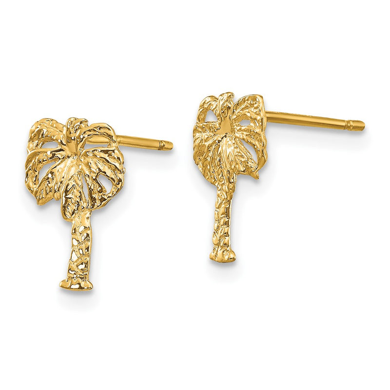 10K Yellow Gold Palm Tree Post Earrings