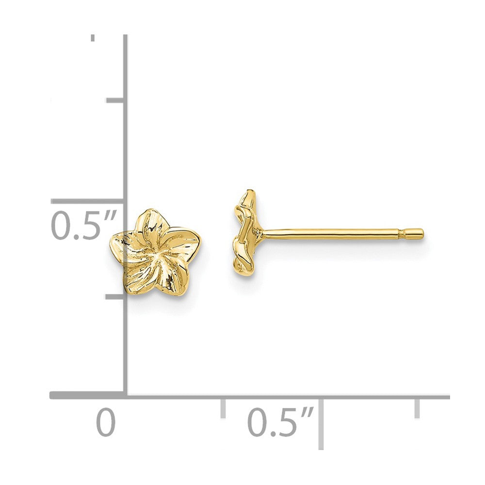 10K Yellow Gold 10K Plumeria Flower Post Earrings