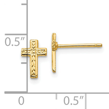 10K Yellow Gold Polished Cross Post Earrings