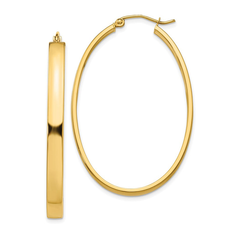 10K Yellow Gold Lightweight Oval Hoop Earrings