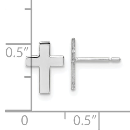 10K White Gold Polished Cross Earrings
