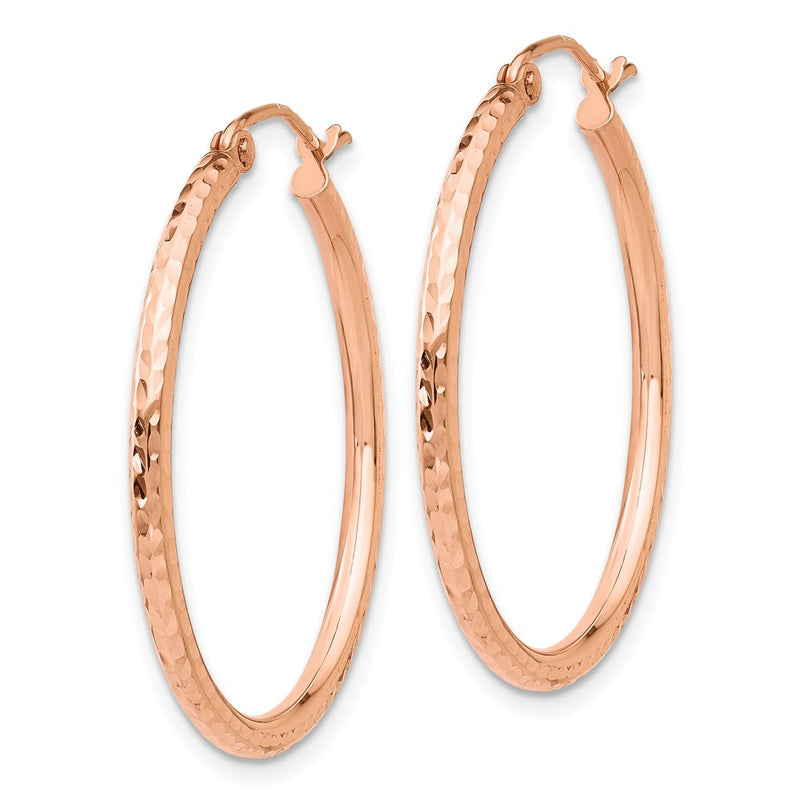 10K Rose Gold Diamond-Cut Polished Hoop Earrings