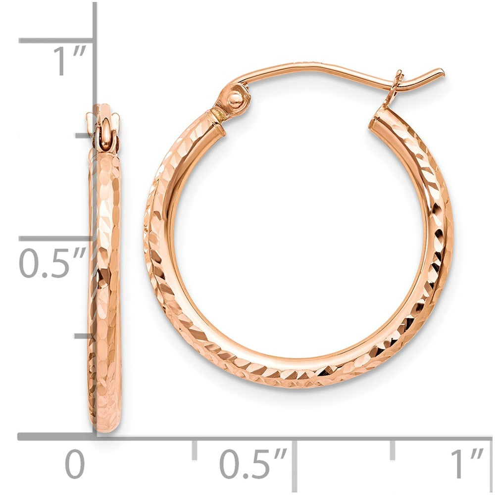 10K Rose Gold 10K Diamond-Cut Polished Hoop Earrings