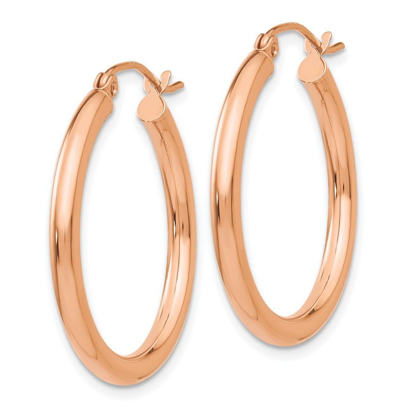 10K Rose Gold Polished 2.5mm Lightweight Tube Hoop Earrings