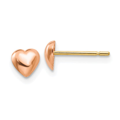10K Rose Gold 10K Polished Heart Post Earrings