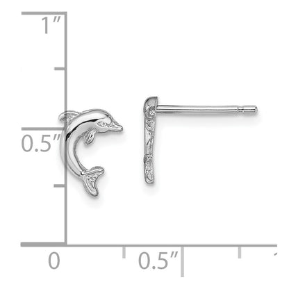 10K White Gold 10K Mini Jumping Dolphin Post Earrings