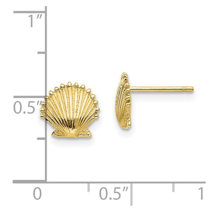 10K Yellow Gold 10K Scallop Shell Post Earrings