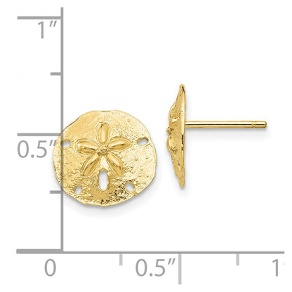 10K Yellow Gold 10K Sand Dollar Post Earrings