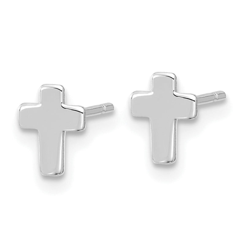 10K White Gold Polished Cross Post Earrings