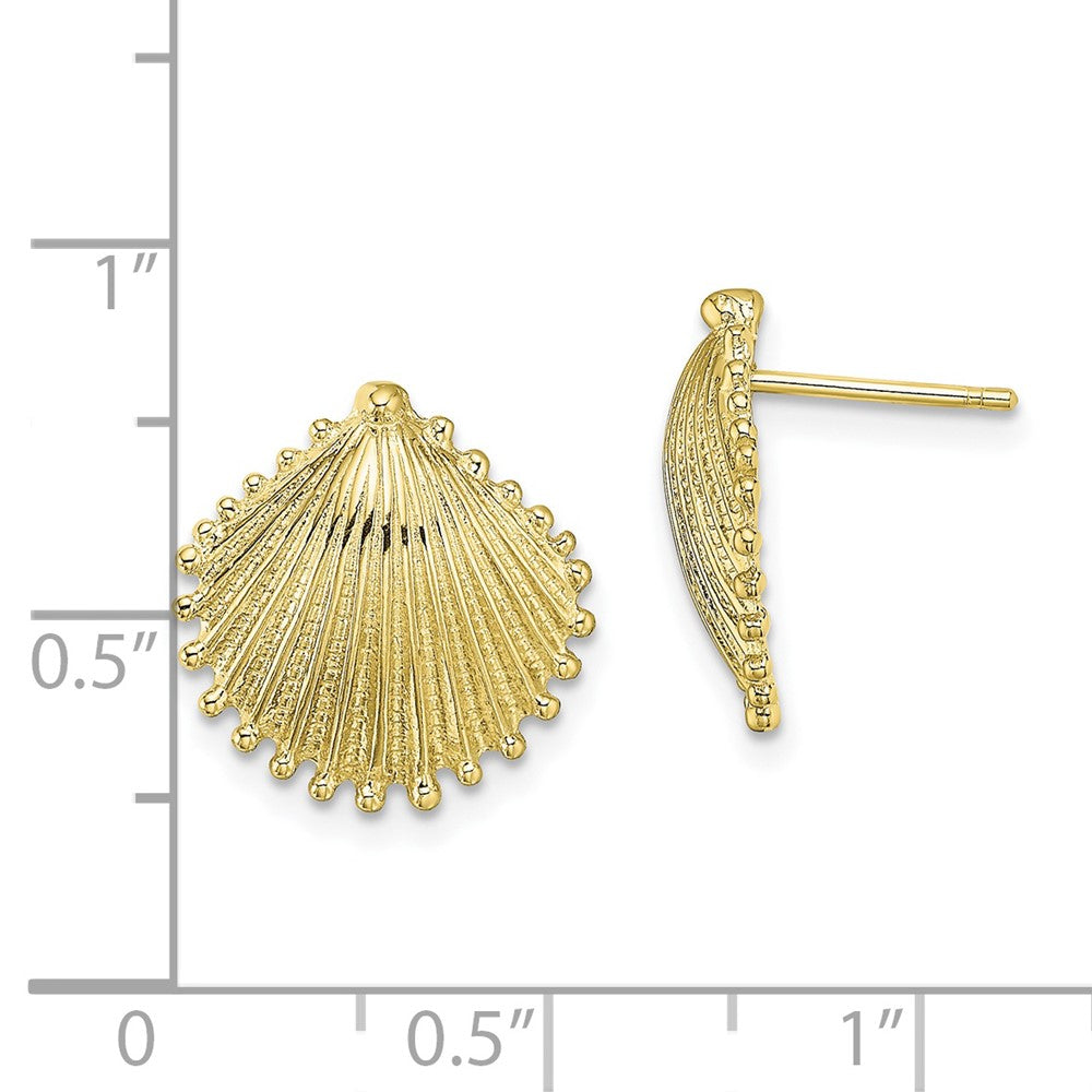 10K Yellow Gold 10K Scallop Shell Post Earrings