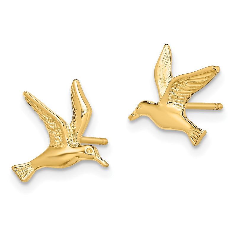 10K Yellow Gold 10K Polished Seagull Post Earrings